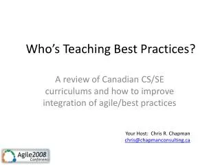 Who’s Teaching Best Practices?