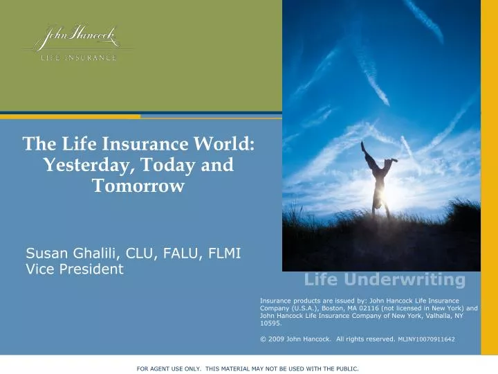 the life insurance world yesterday today and tomorrow