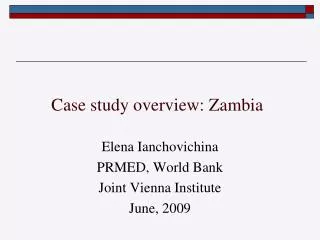 Case study overview: Zambia