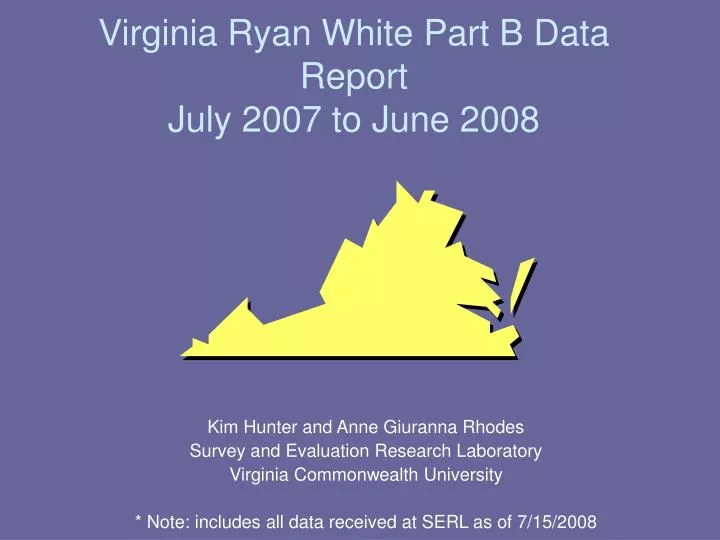 virginia ryan white part b data report july 2007 to june 2008