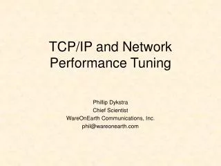 TCP/IP and Network Performance Tuning