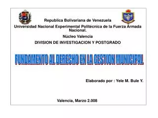 Republica Bolivariana de Venezuela Universidad Nacional Experimental Politécnica de la Fuerza Armada Nacional. Núcleo V