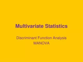 Multivariate Statistics