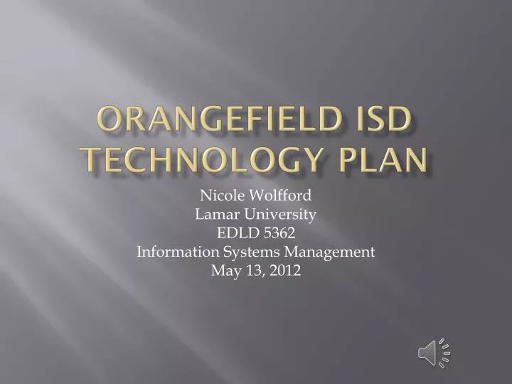 orangefield isd technology plan