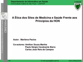 A Ética dos Sites de Medicina e Saúde Frente aos Princípios da HON