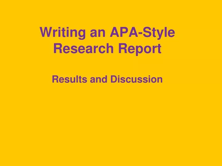 writing an apa style research report
