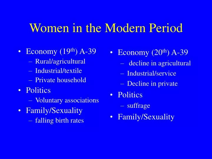 women in the modern period