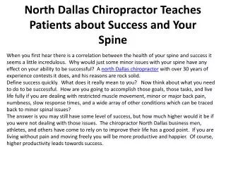 North Dallas Chiropractor Teaches Patients about Success and
