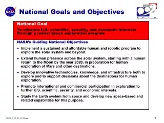 National Goals and Objectives