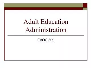 Adult Education Administration