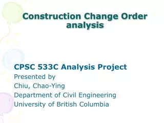 Construction Change Order analysis