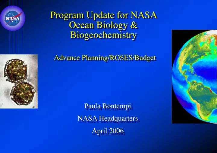 program update for nasa ocean biology biogeochemistry advance planning roses budget