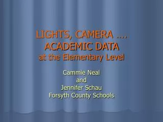 LIGHTS, CAMERA …. ACADEMIC DATA at the Elementary Level