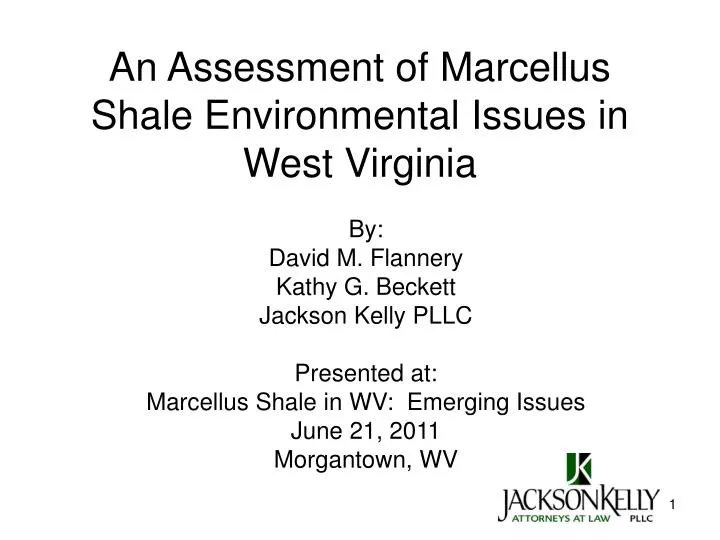 an assessment of marcellus shale environmental issues in west virginia