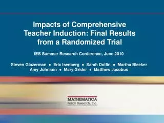 Impacts of Comprehensive Teacher Induction: Final Results from a Randomized Trial