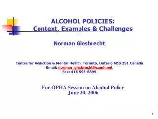 ALCOHOL POLICIES: Context, Examples &amp; Challenges
