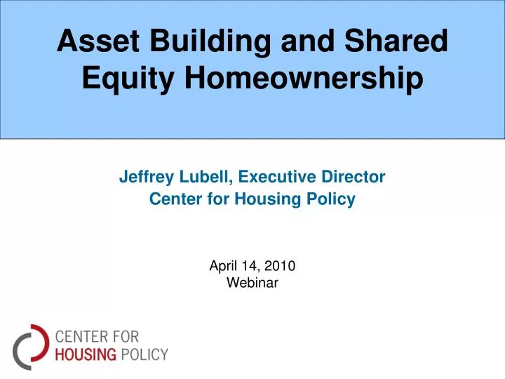 asset building and shared equity homeownership