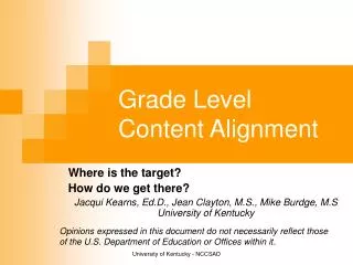 Grade Level Content Alignment