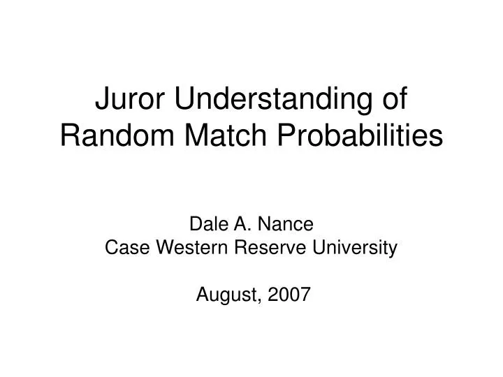 juror understanding of random match probabilities