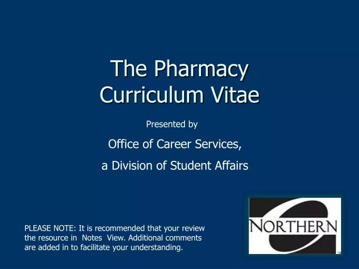 the pharmacy curriculum vitae