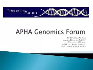 APHA Genomics Forum