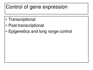 Control of gene expression