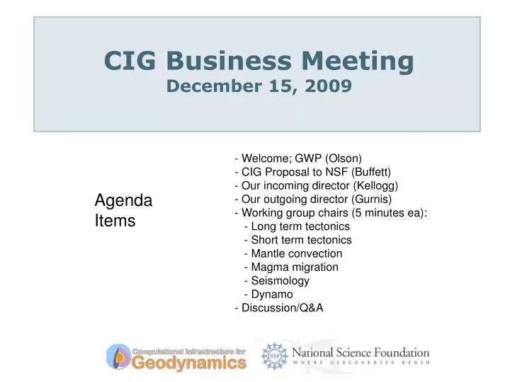 cig business meeting december 15 2009