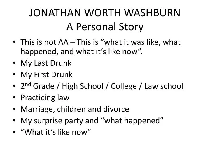 jonathan worth washburn a personal story
