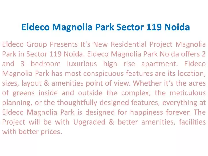 eldeco magnolia park sector 119 noida
