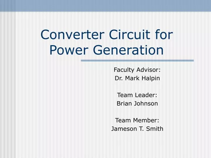 converter circuit for power generation