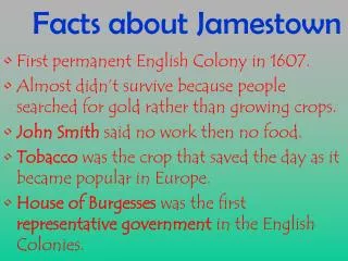 Facts about Jamestown