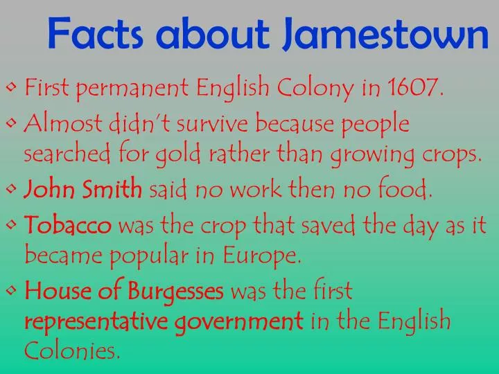 facts about jamestown