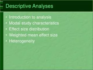 Descriptive Analyses