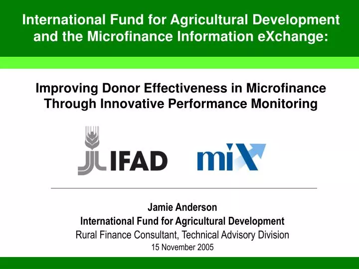 improving donor effectiveness in microfinance through innovative performance monitoring