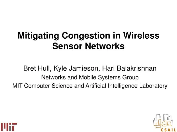 mitigating congestion in wireless sensor networks