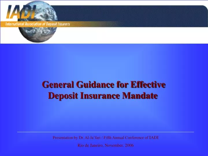 general guidance for effective deposit insurance mandate