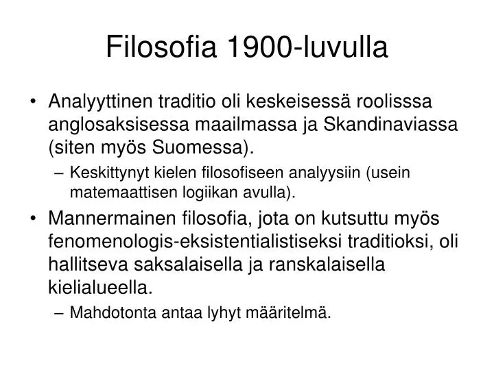 filosofia 1900 luvulla