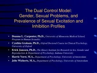 The Dual Control Model: Gender, Sexual Problems, and Prevalence of Sexual Excitation and Inhibition Profiles