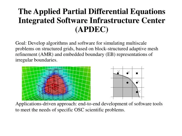 the applied partial differential equations integrated software infrastructure center apdec