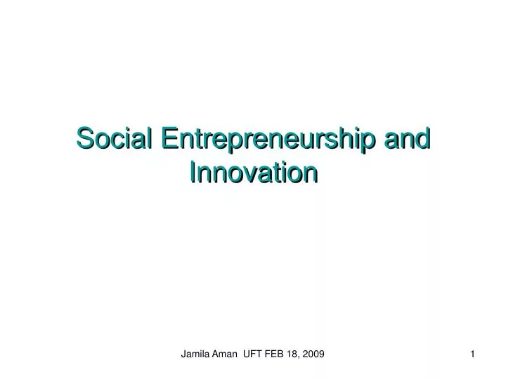 social entrepreneurship and innovation