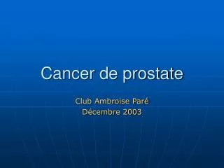 Cancer de prostate