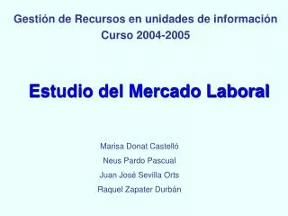 Estudio del Mercado Laboral