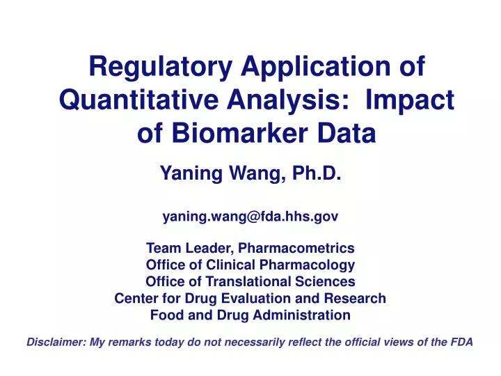 regulatory application of quantitative analysis impact of biomarker data