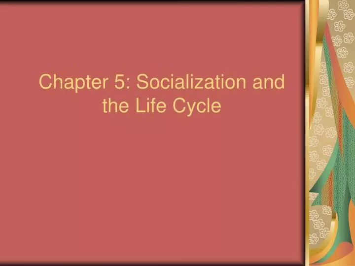 chapter 5 socialization and the life cycle