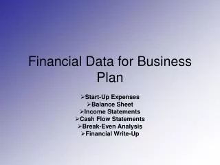 Financial Data for Business Plan