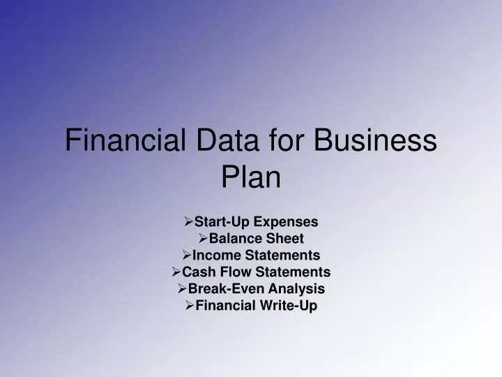 financial data for business plan