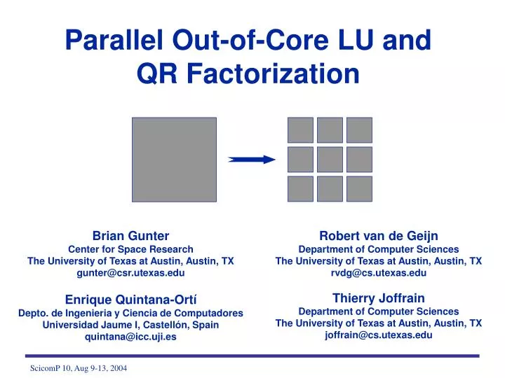 parallel out of core lu and qr factorization