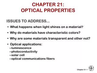CHAPTER 21: OPTICAL PROPERTIES