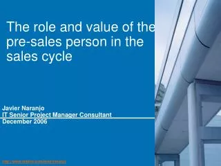 The role and value of the pre-sales person in the sales cycle