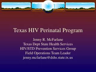 Texas HIV Perinatal Program